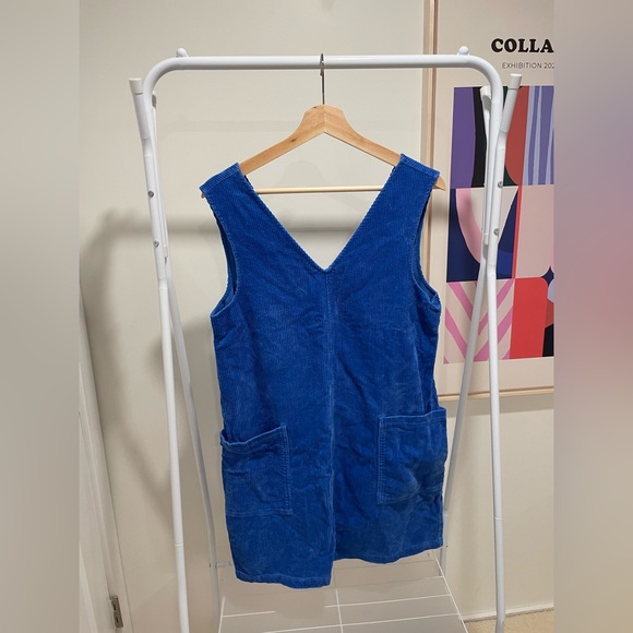 Electric blue corduroy pinafore dress - Picture 2 of 6